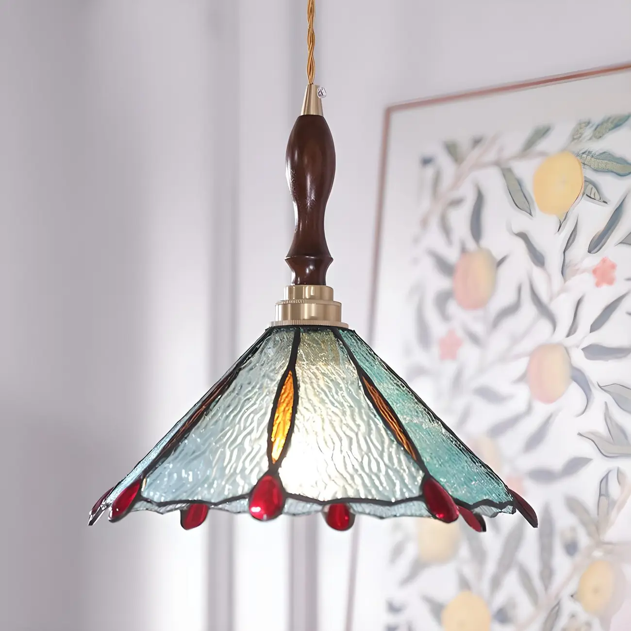 Vintage Glass & Wood Pendant Hanging Light for Indoor Decor   Image - 8 | homeyfad