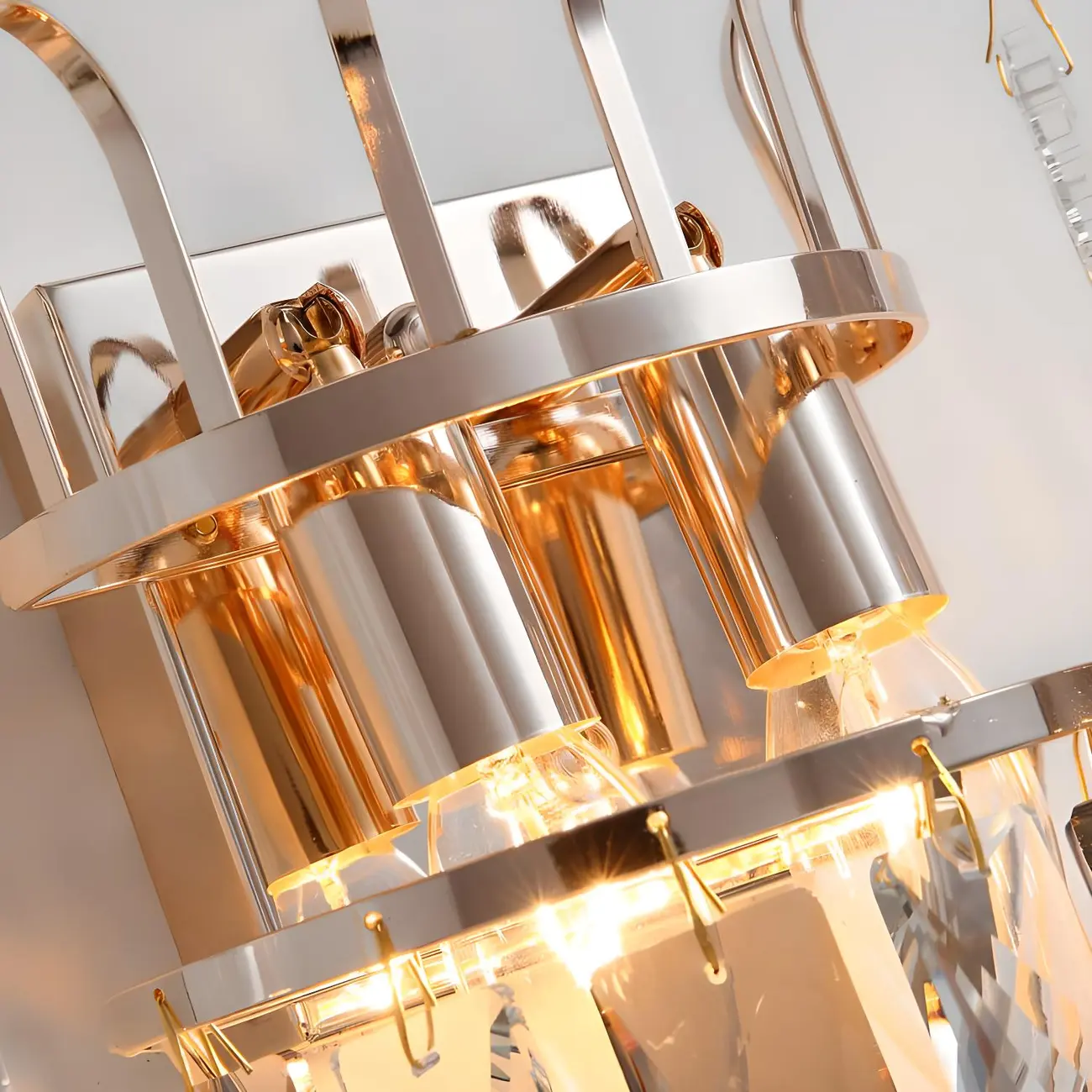 Minimalist Crystal Wall Light with Grey Tiered Design Image - 8 | homeyfad