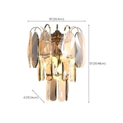 Minimalist Crystal Wall Light with Grey Tiered Design #size