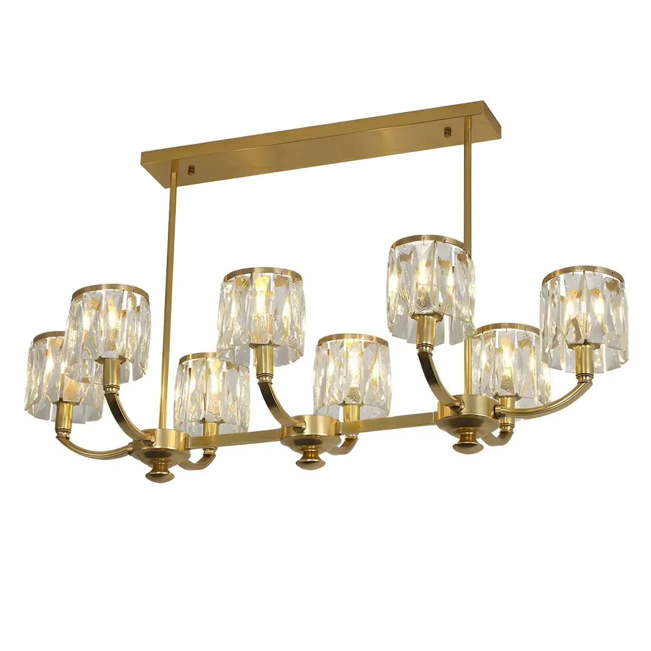 Modern Gold Crystal Cylinder Island Pendant Light for Kitchen Image - 3