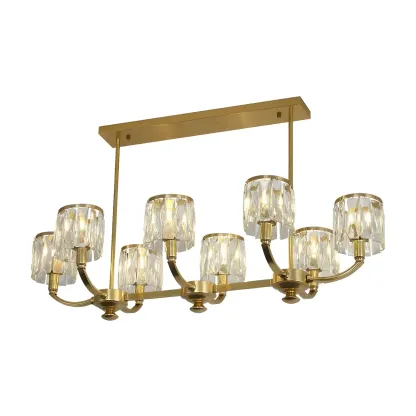 Modern Gold Crystal Cylinder Island Pendant Light for Kitchen Image - 5