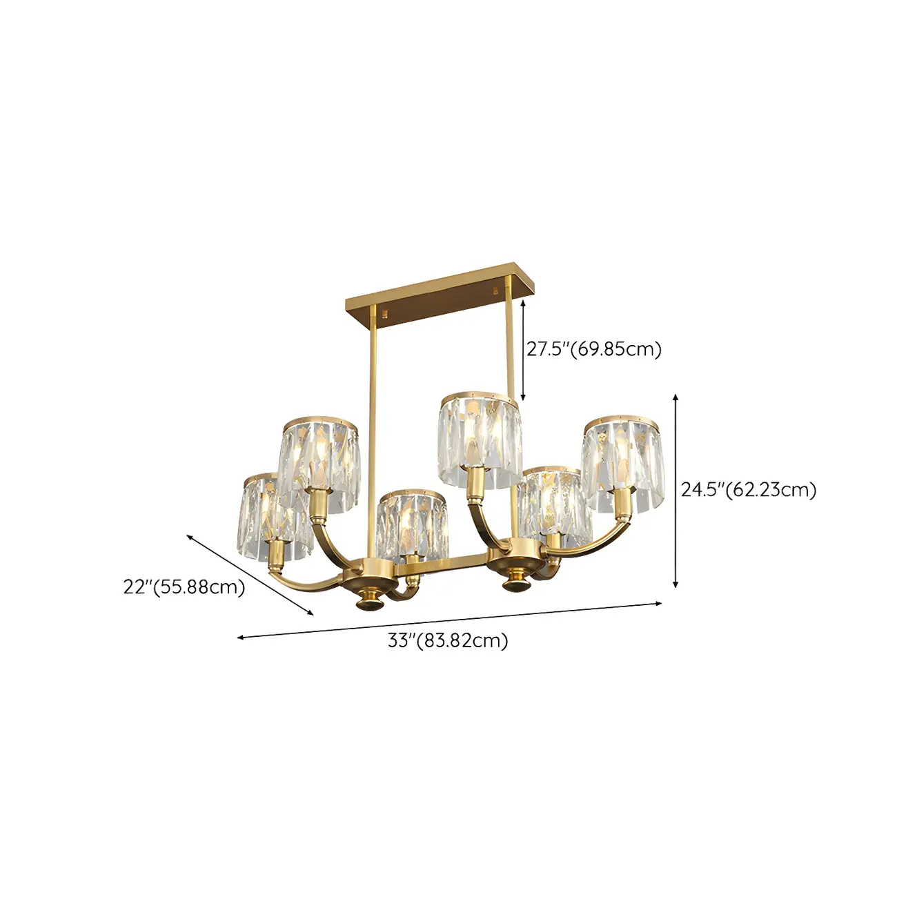 Modern Gold Crystal Cylinder Island Pendant Light for Kitchen #size | homeyfad