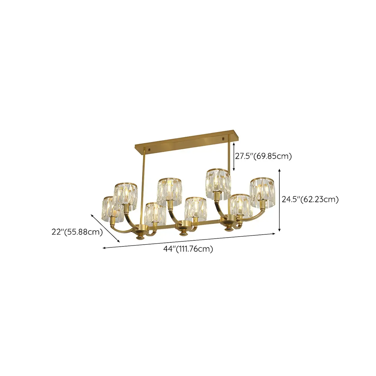 Modern Gold Crystal Cylinder Island Pendant Light for Kitchen Image - 9