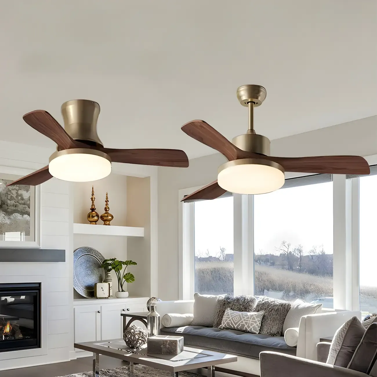 Metal Industrial Ceiling Fan for Residential Use, Integrated LED Light, One Source Image - 4