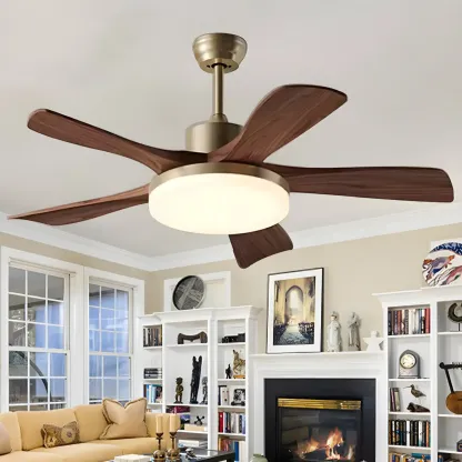Metal Industrial Ceiling Fan for Residential Use, Integrated LED Light, One Source Image - 5