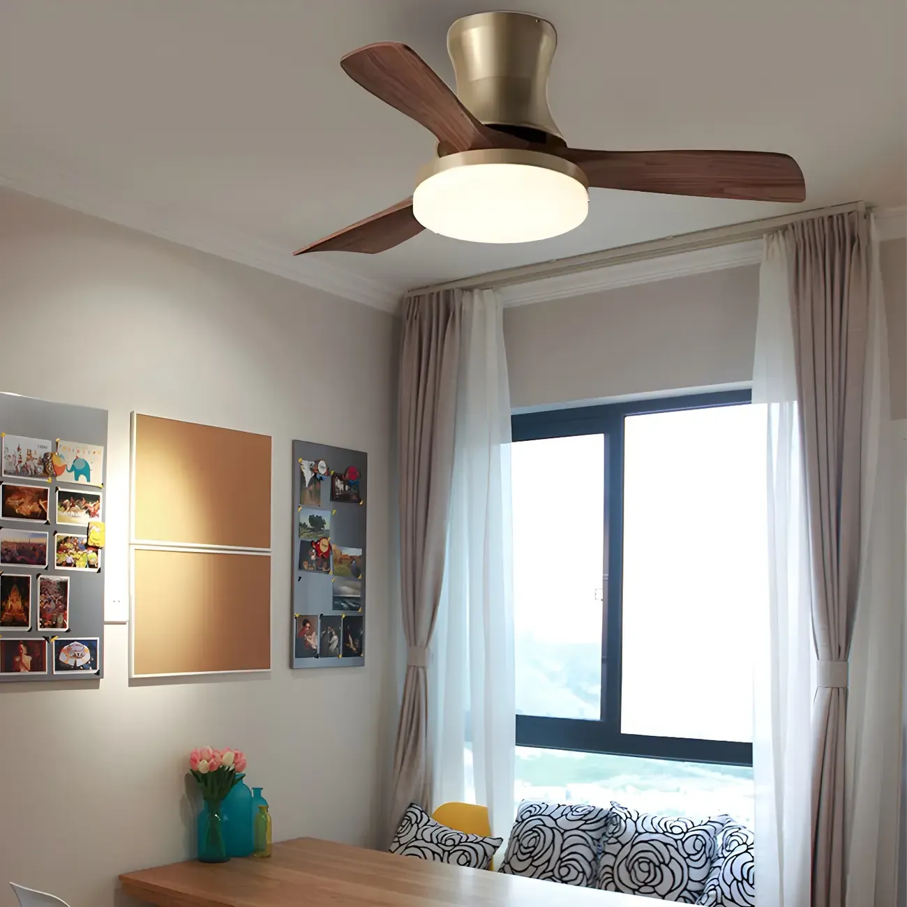 Metal Industrial Ceiling Fan for Residential Use, Integrated LED Light, One Source Image - 6