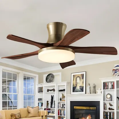 Metal Industrial Ceiling Fan for Residential Use, Integrated LED Light, One Source Image - 7