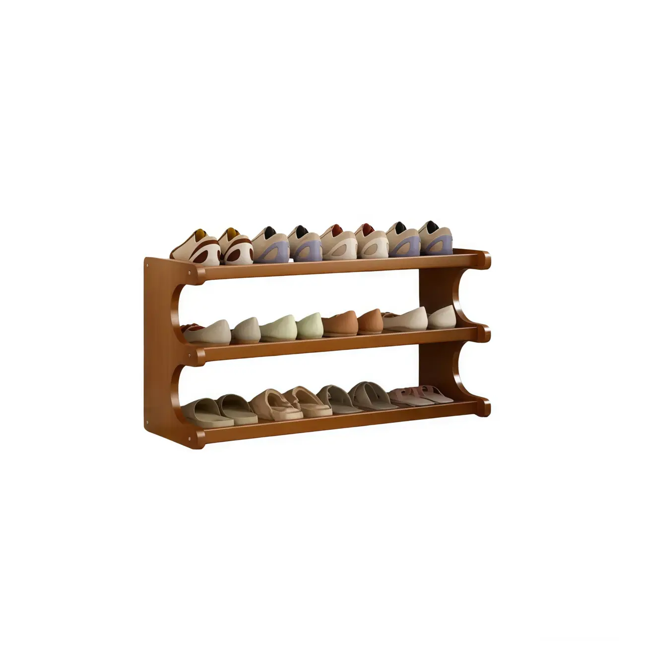 Modern Brown Shoe Rack Solid Wood Organizer Image - 13 | homeyfad