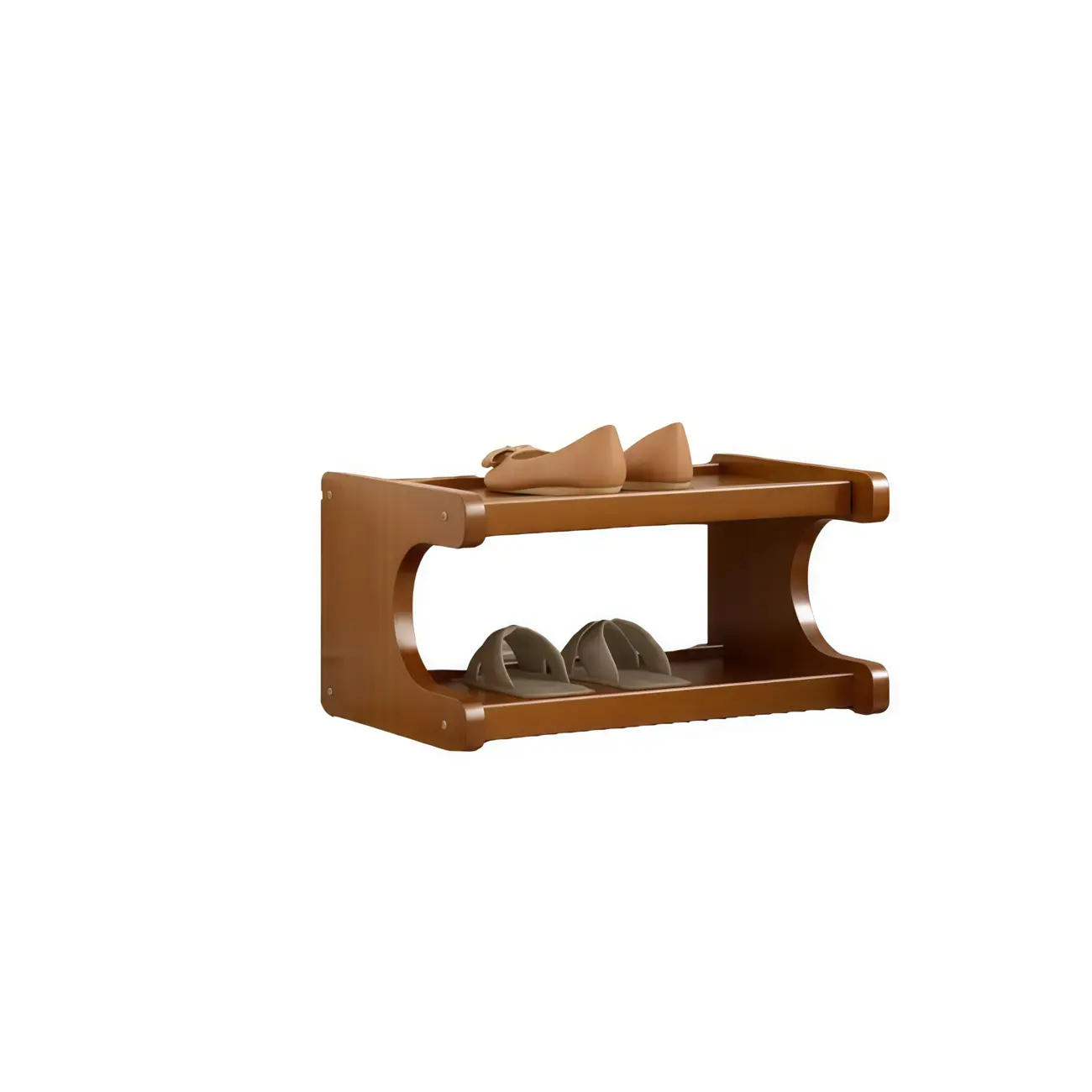 Modern Brown Shoe Rack Solid Wood Organizer Image - 19 | homeyfad