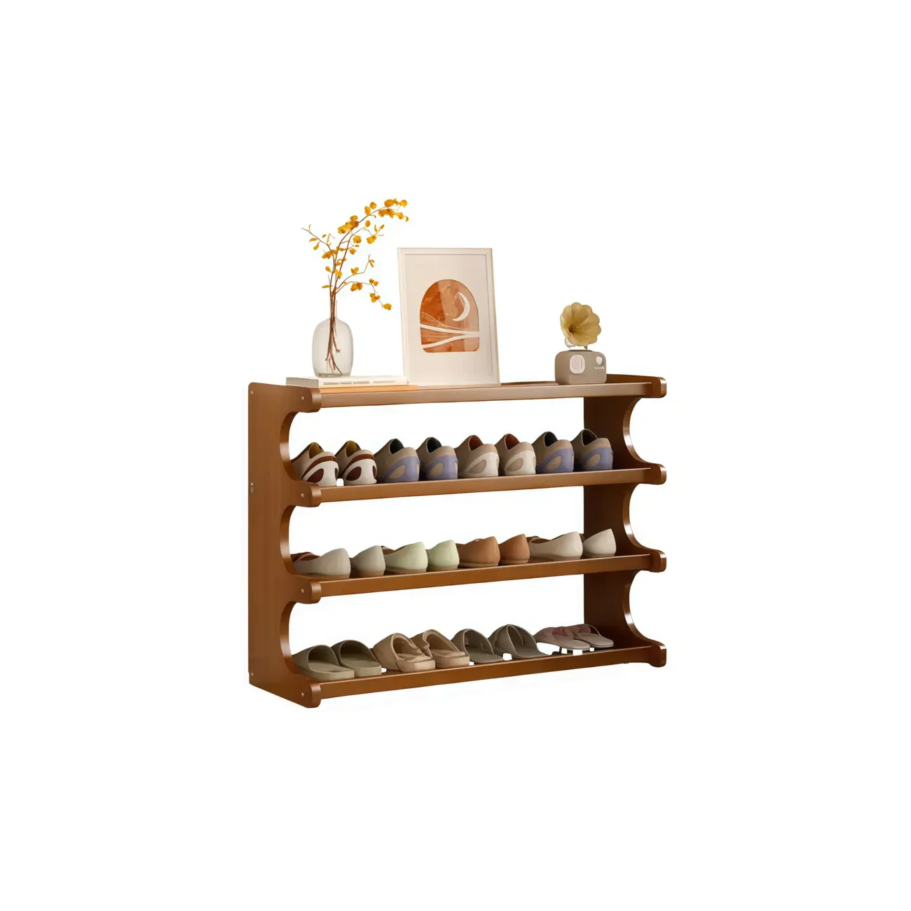 Modern Brown Shoe Rack Solid Wood Organizer Image - 20 | homeyfad
