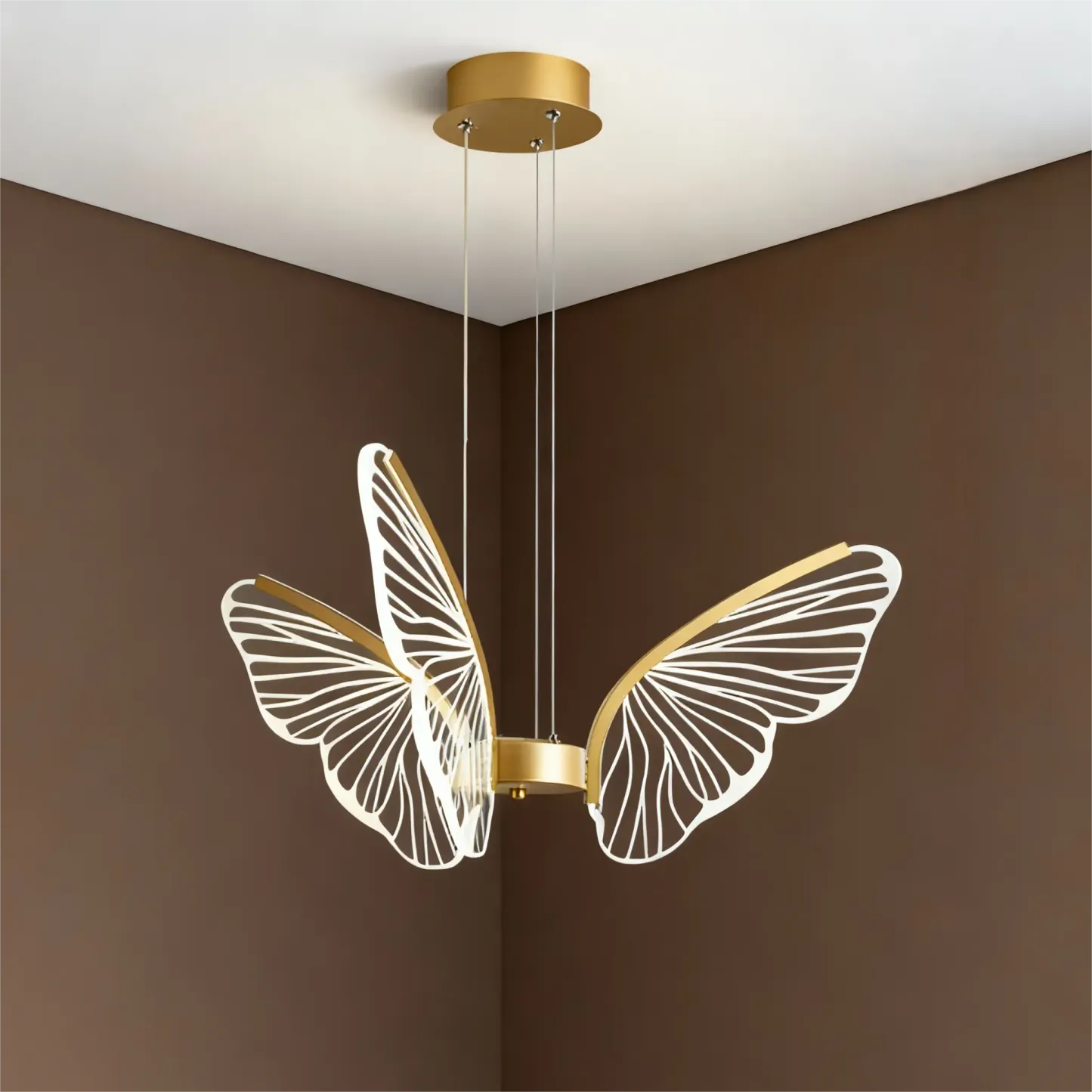 Gold Butterfly Modern 6-Light Pendant Light with Remote Image - 16