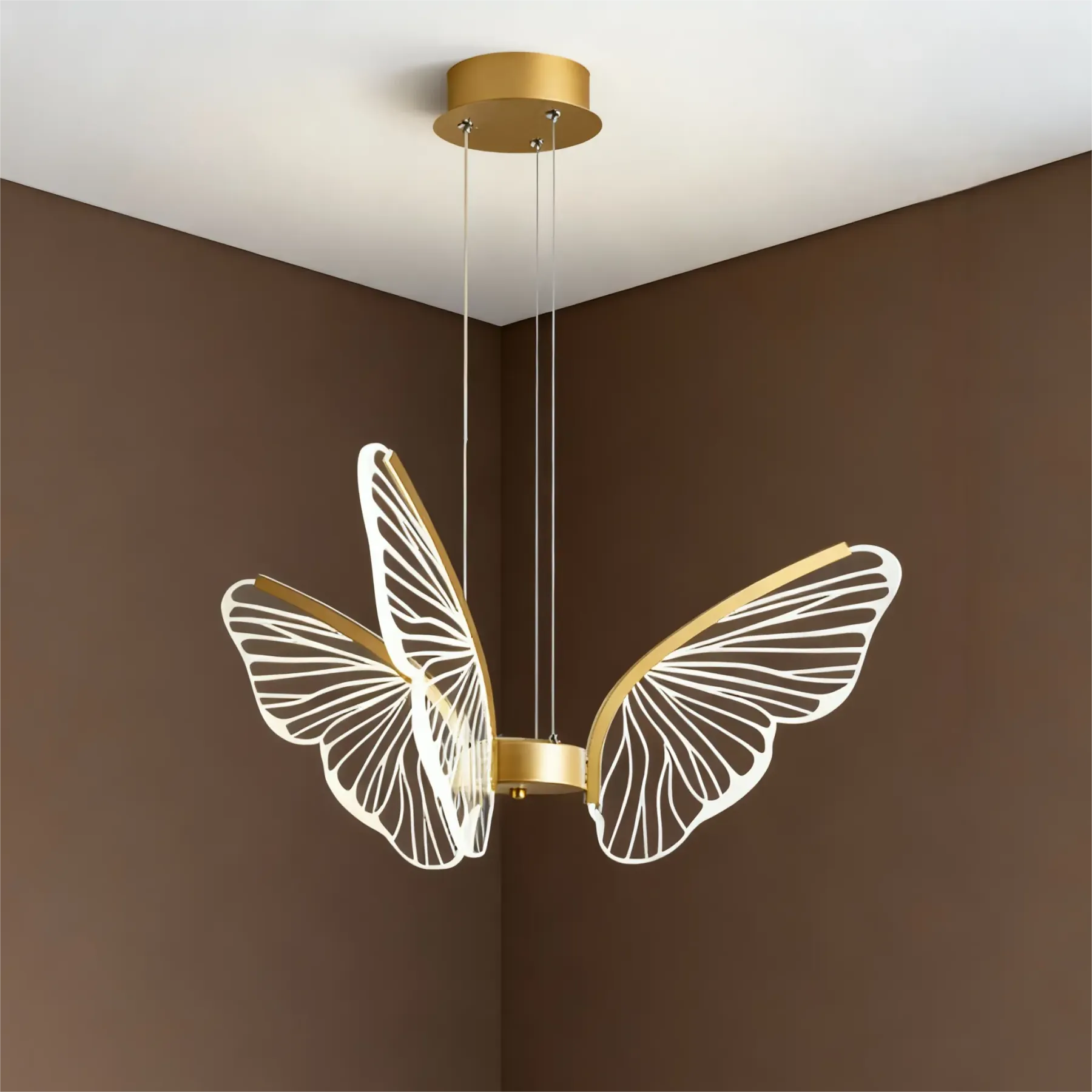 Gold Butterfly Modern 6-Light Pendant Light with Remote Image - 16