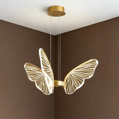 Gold Butterfly Modern 6-Light Pendant Light with Remote Image - 17