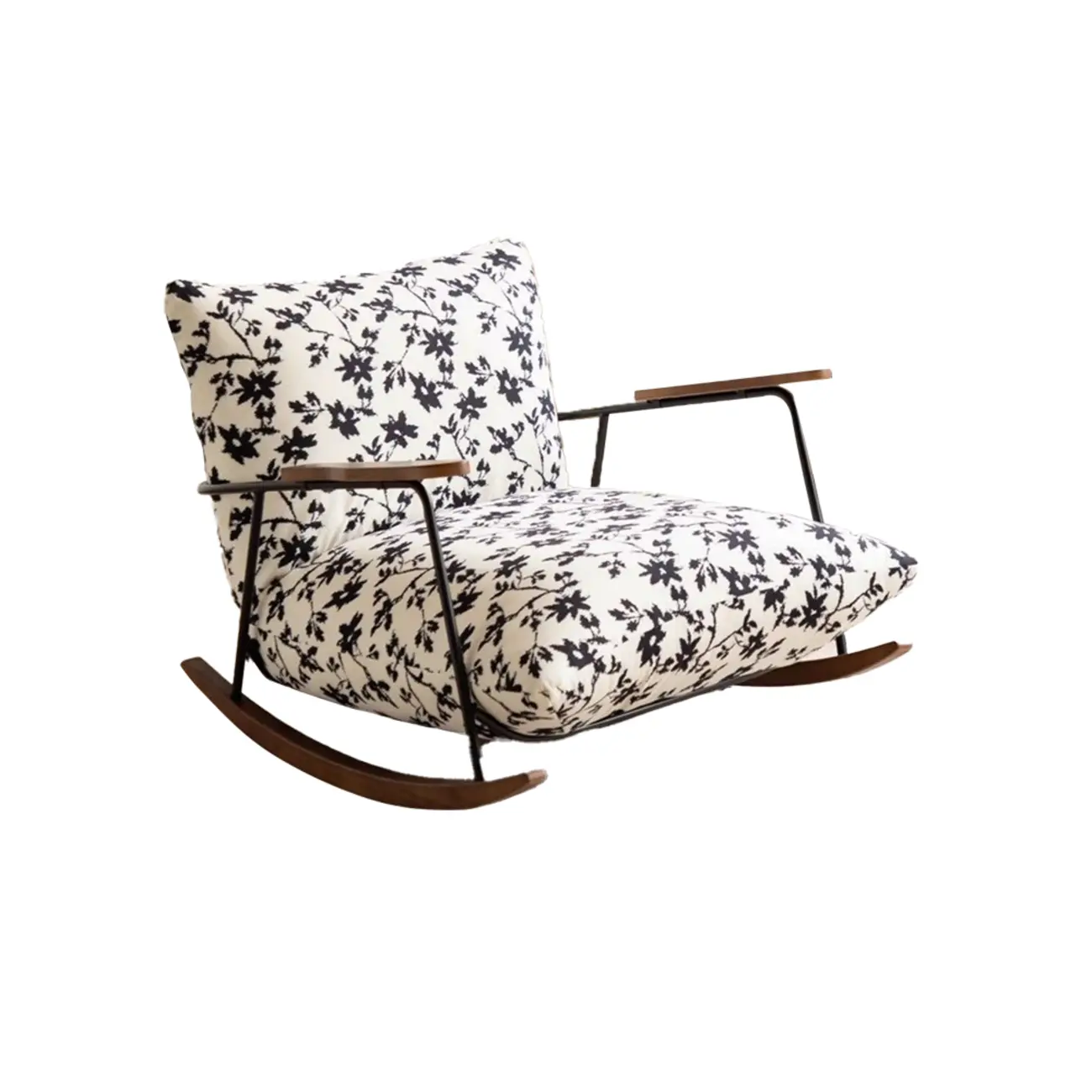 Modern Faux Mink Fleece Upholstered Metal Frame Rocking Chair Image - 11 | homeyfad