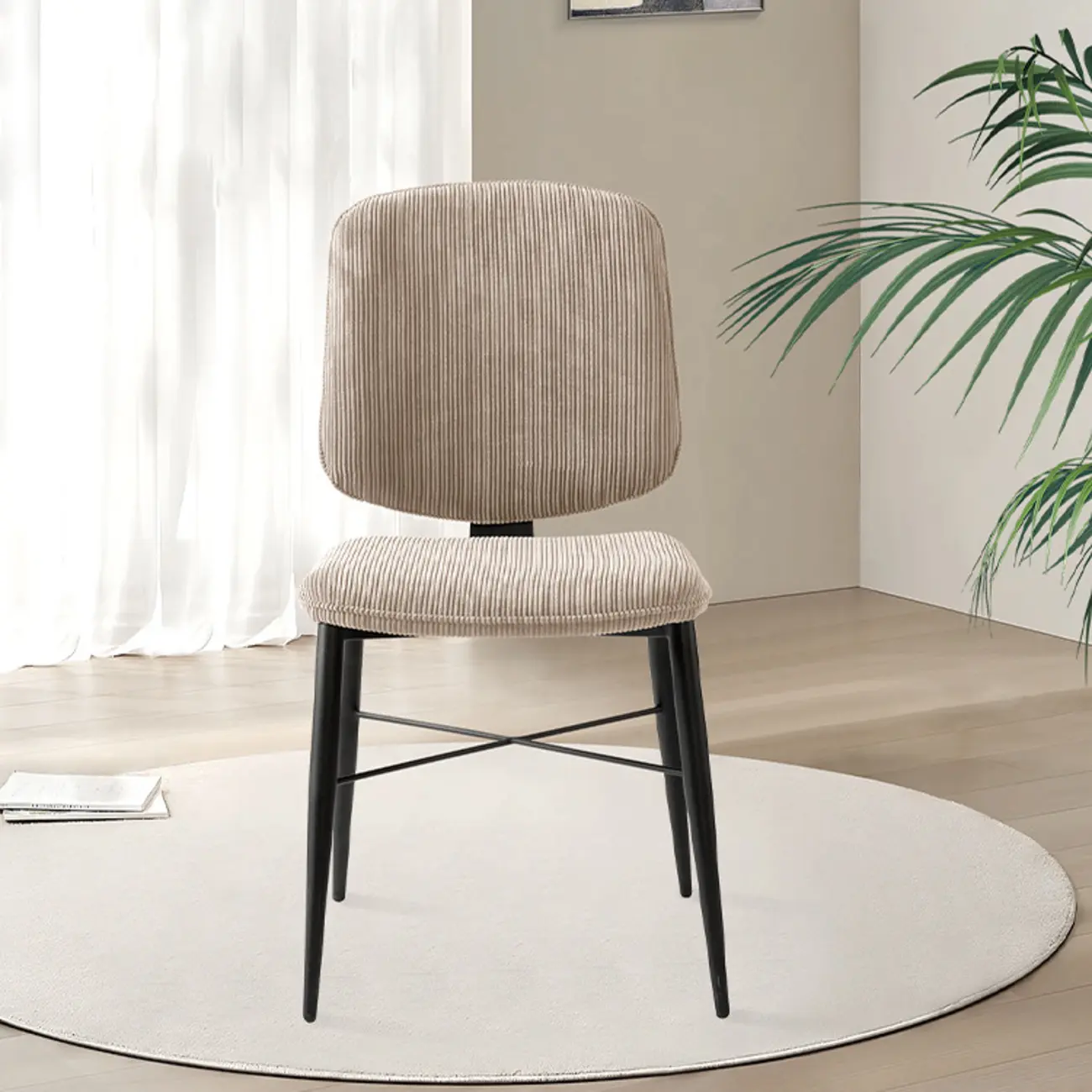 Nordic Upholstered Armless Solid Wood Dining Chairs Image - 2 | homeyfad