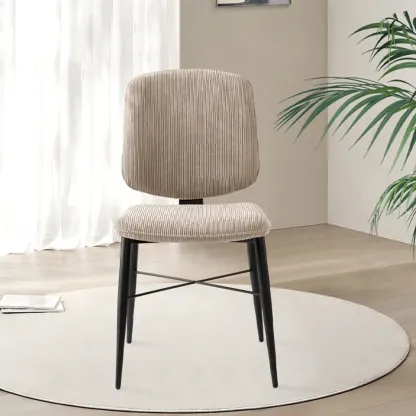 Nordic Upholstered Armless Solid Wood Dining Chairs Image - 2