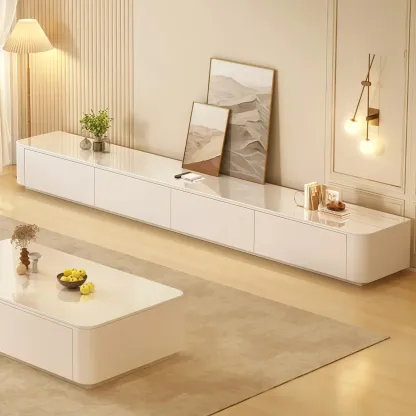 63" Sintered Stone Top Long TV Stand with Cable Management Image - 1