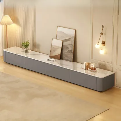 63" Sintered Stone Top Long TV Stand with Cable Management Image - 16