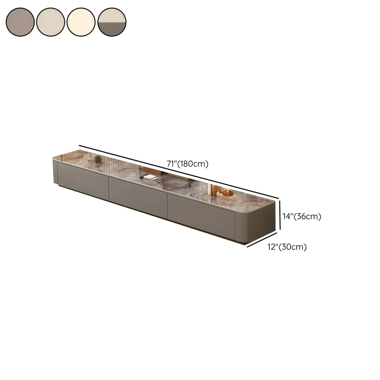 63" Sintered Stone Top Long TV Stand with Cable Management Image - 9