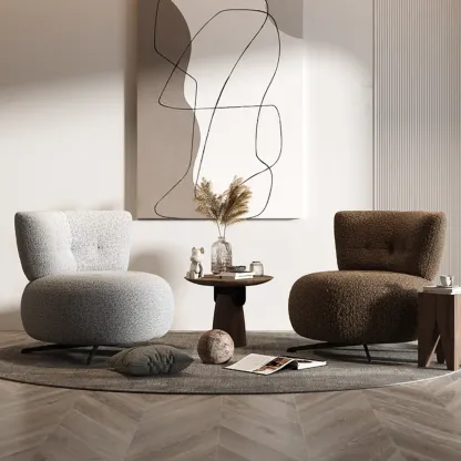 Swivel Contemporary Loop Velvet Accent Chair Pillow Included Image - 1