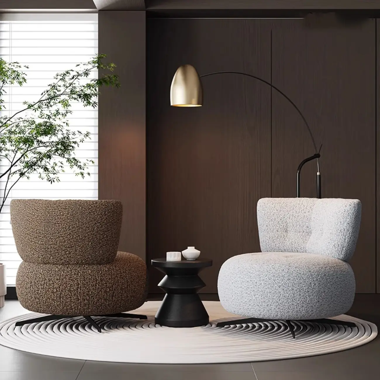 Swivel Contemporary Loop Velvet Accent Chair Pillow Included Image - 7 | homeyfad