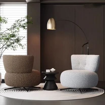 Swivel Contemporary Loop Velvet Accent Chair Pillow Included Image - 7