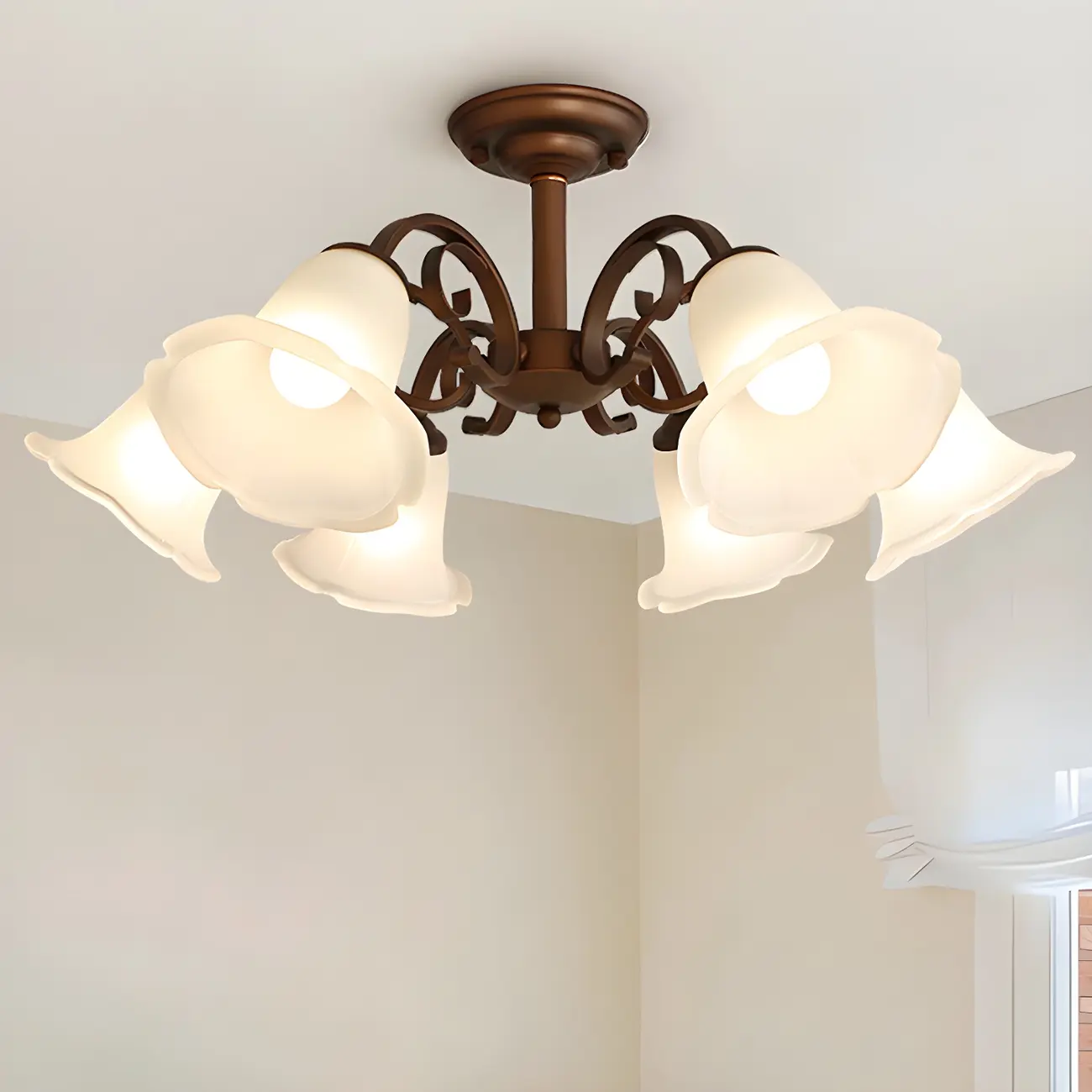 Elegant Bell Semi Flush LED Ceiling Light for Living Room Image - 1 | homeyfad