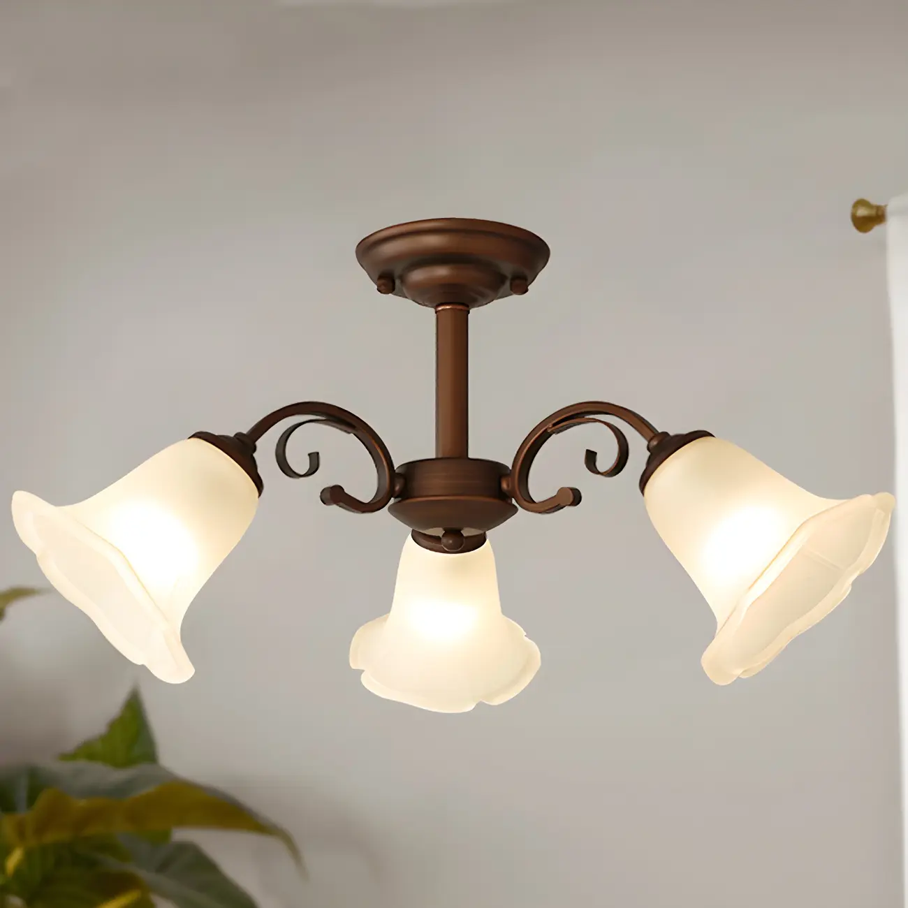 Elegant Bell Semi Flush LED Ceiling Light for Living Room Image - 2 | homeyfad