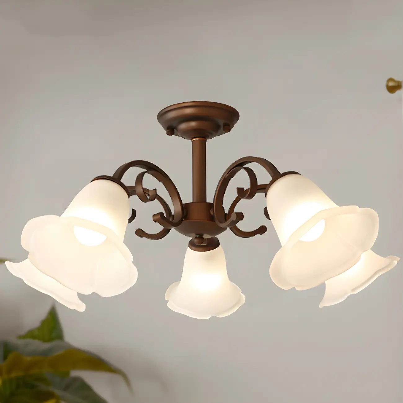 Elegant Bell Semi Flush LED Ceiling Light for Living Room Image - 3 | homeyfad
