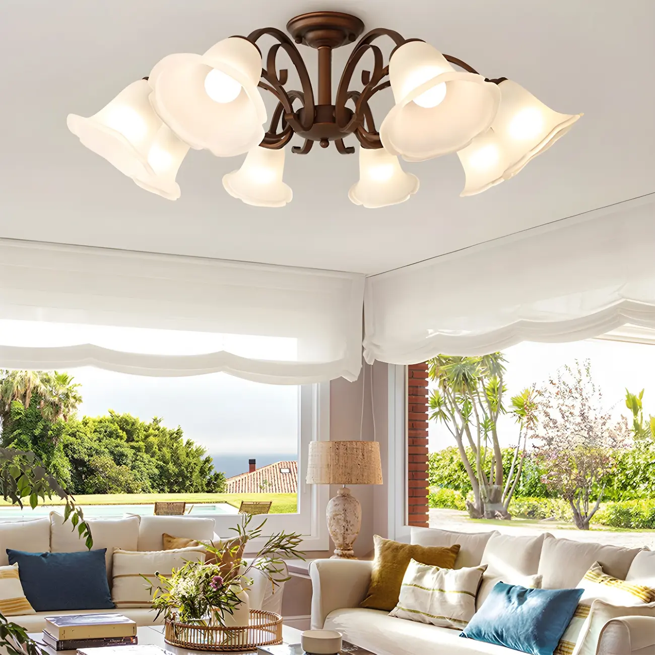 Elegant Bell Semi Flush LED Ceiling Light for Living Room Image - 4 | homeyfad