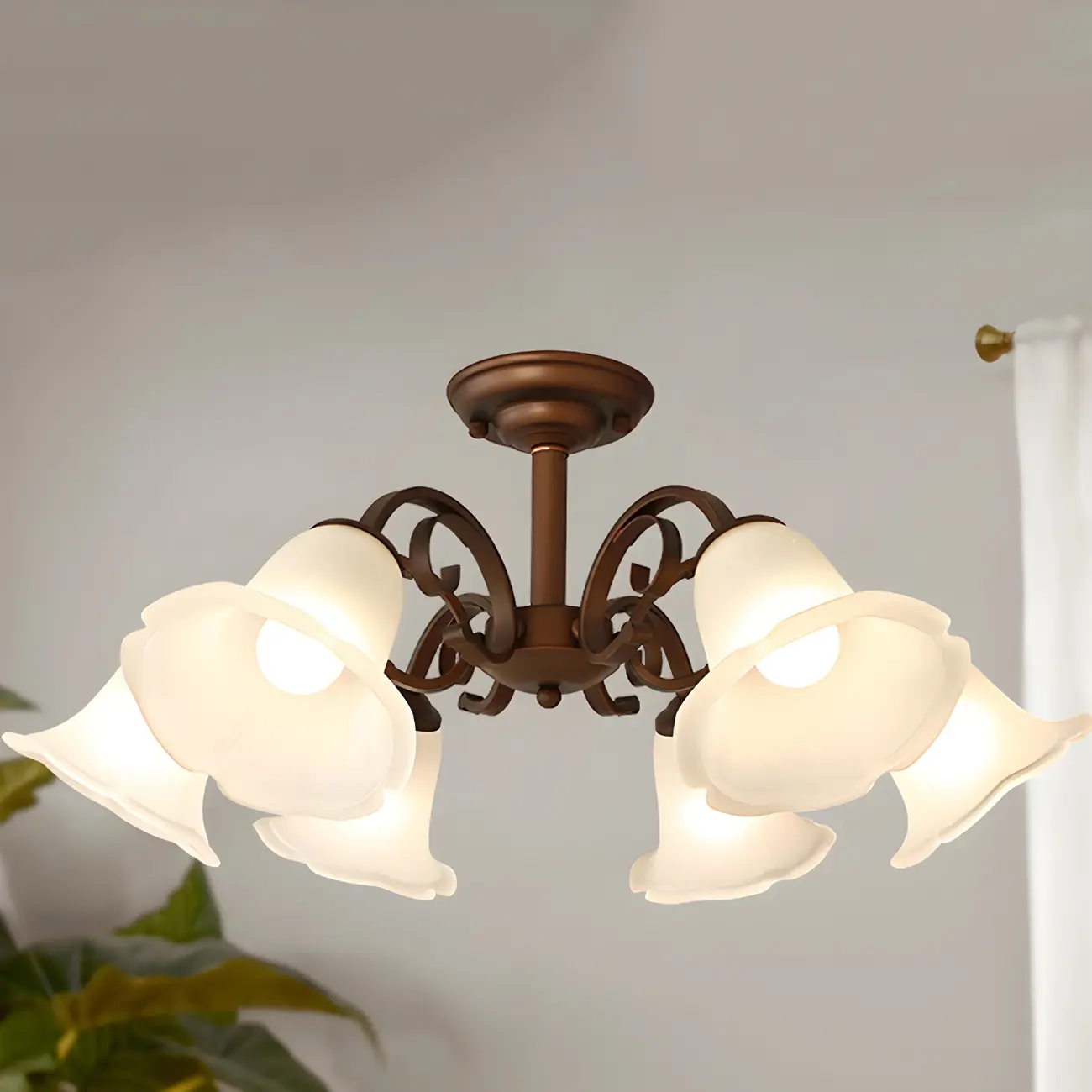 Elegant Bell Semi Flush LED Ceiling Light for Living Room Image - 5 | homeyfad