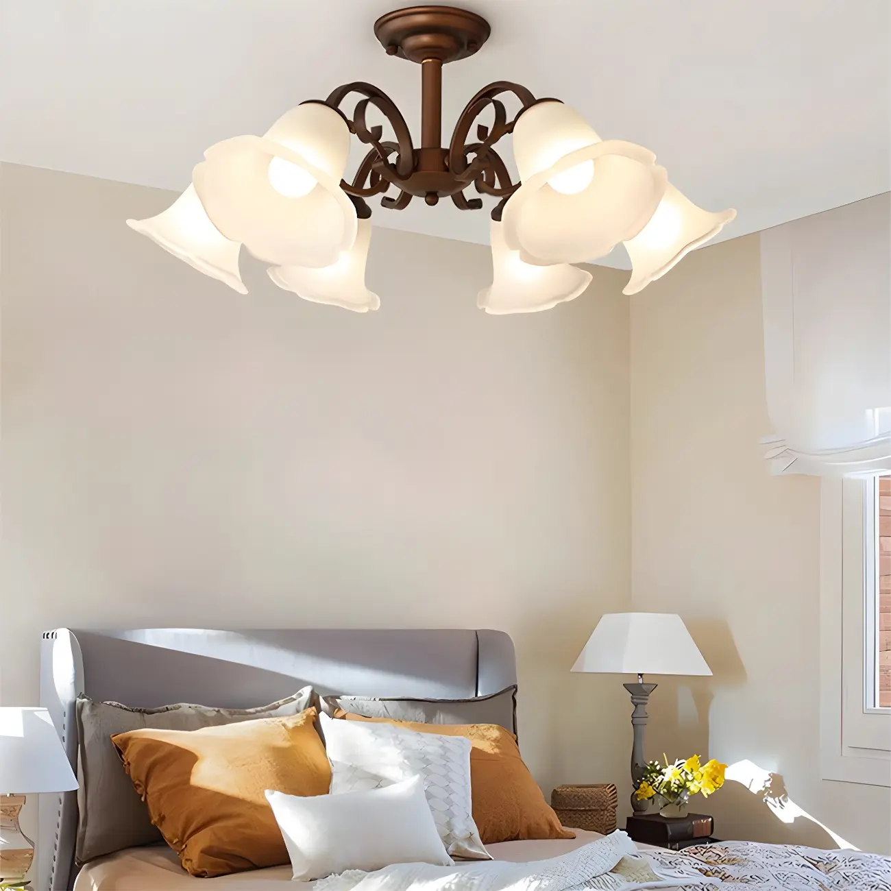 Elegant Bell Semi Flush LED Ceiling Light for Living Room Image - 6 | homeyfad
