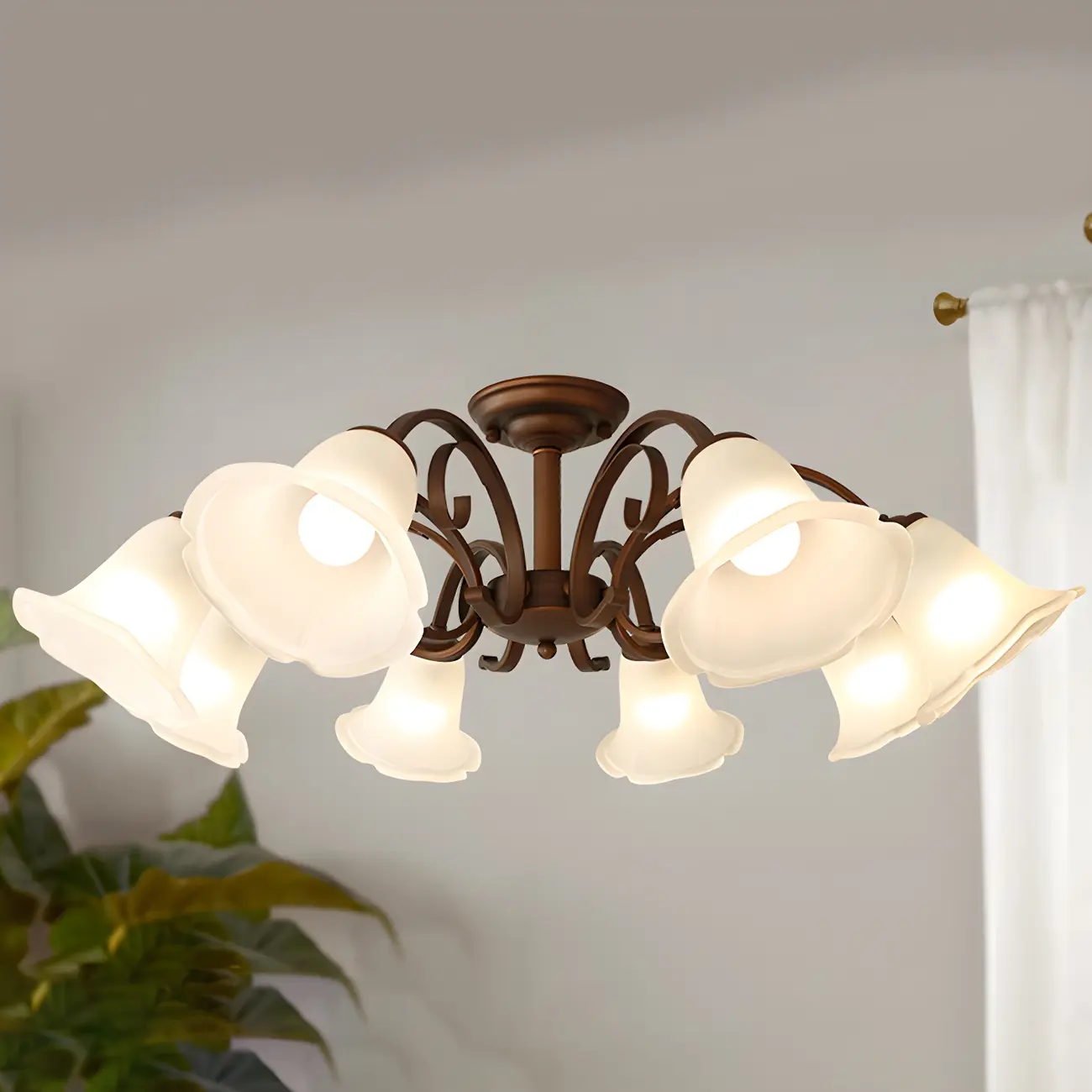 Elegant Bell Semi Flush LED Ceiling Light for Living Room Image - 7 | homeyfad