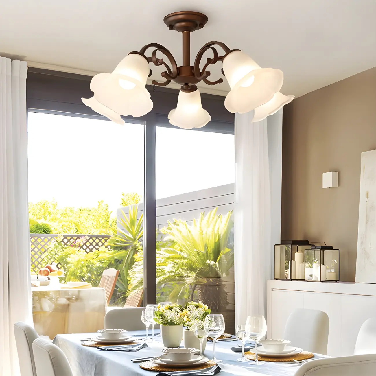 Elegant Bell Semi Flush LED Ceiling Light for Living Room Image - 8 | homeyfad