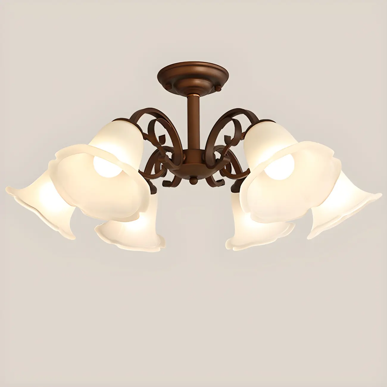 Elegant Bell Semi Flush LED Ceiling Light for Living Room Image - 12 | homeyfad