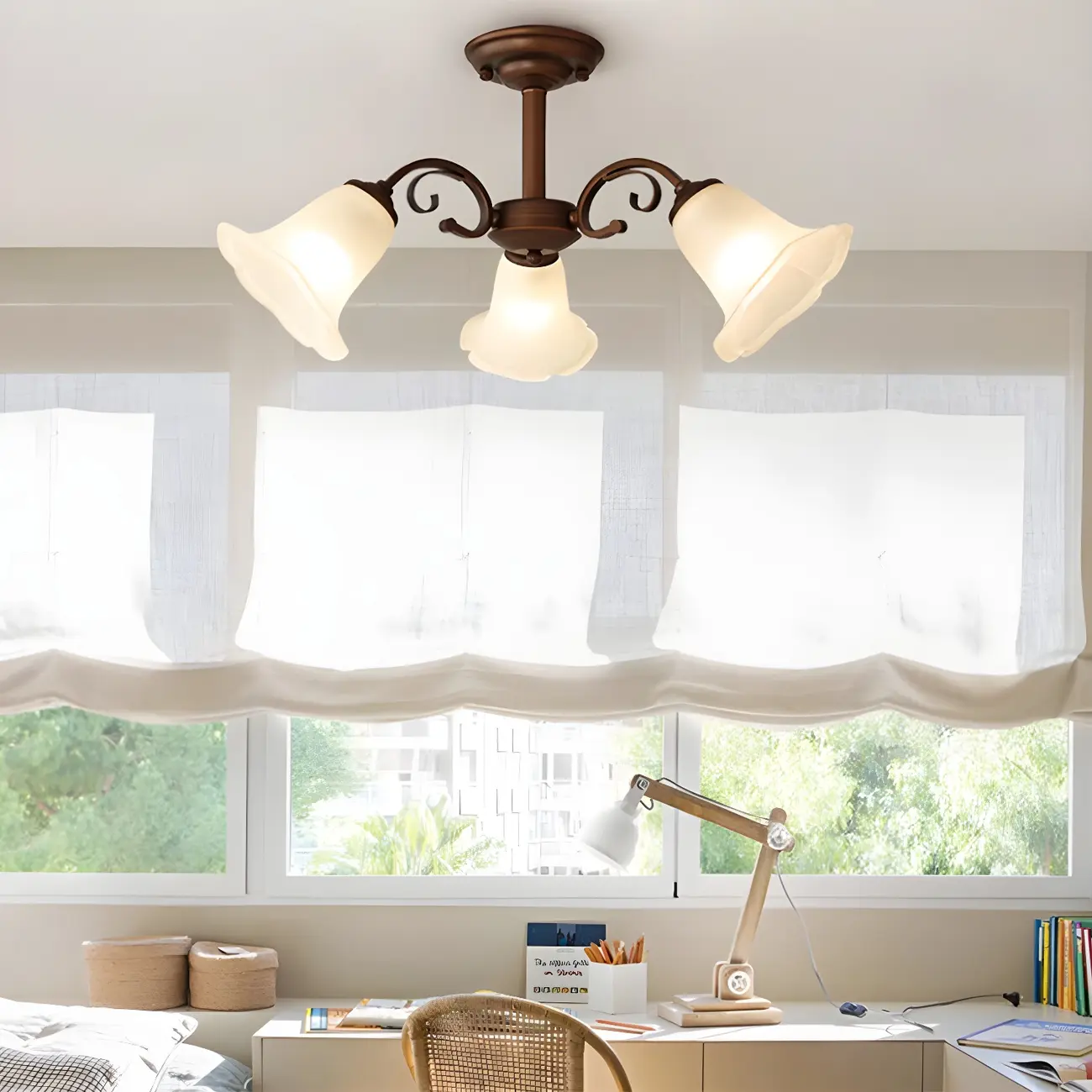 Elegant Bell Semi Flush LED Ceiling Light for Living Room Image - 14 | homeyfad