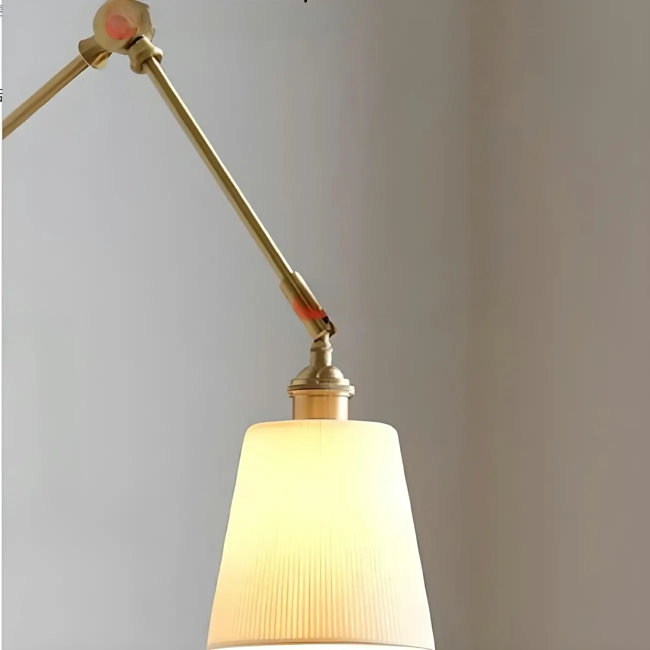 Antique Brass Swing Arm Wall Light with White Ceramics Shade Image - 8