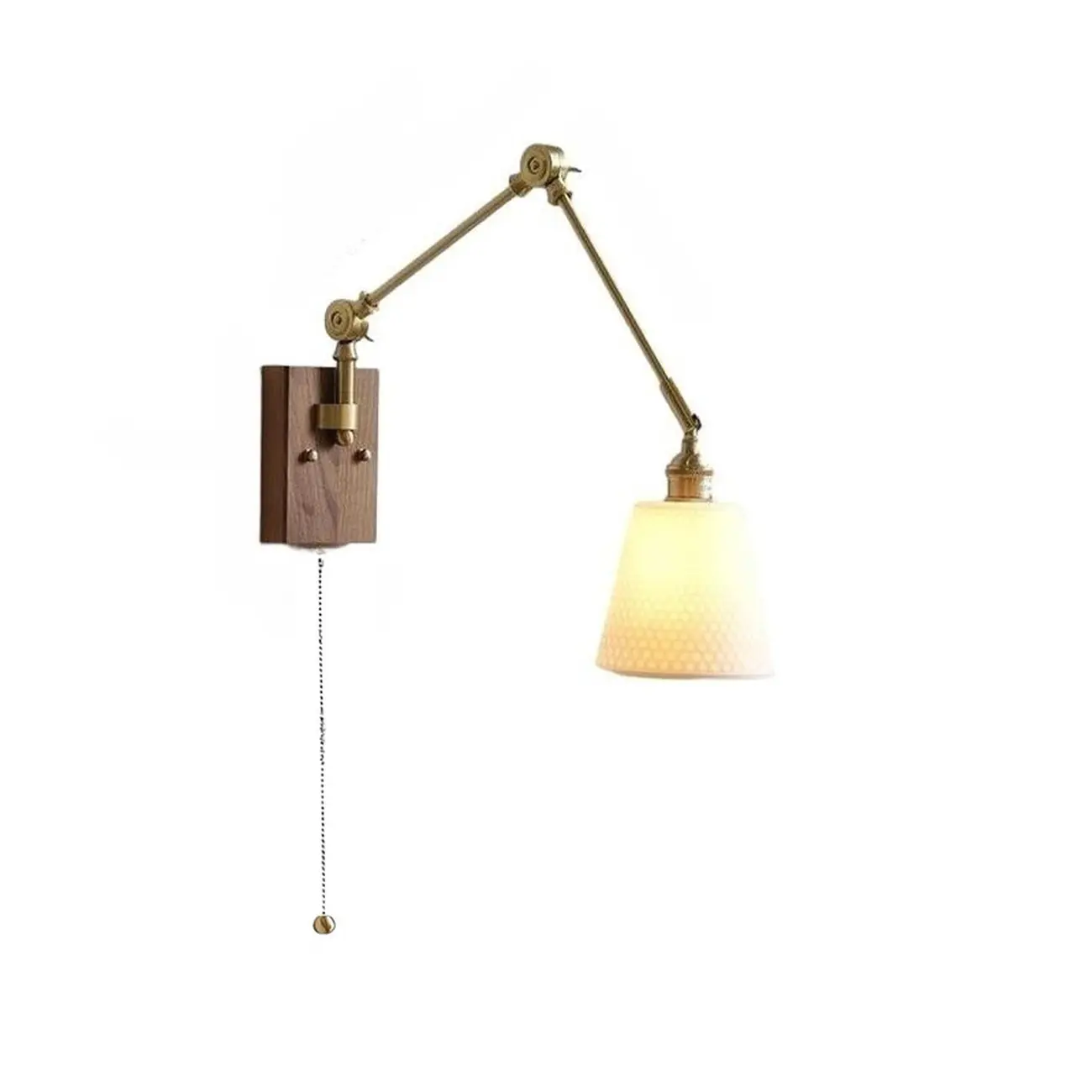 Antique Brass Swing Arm Wall Light with White Ceramics Shade Image - 10 | homeyfad