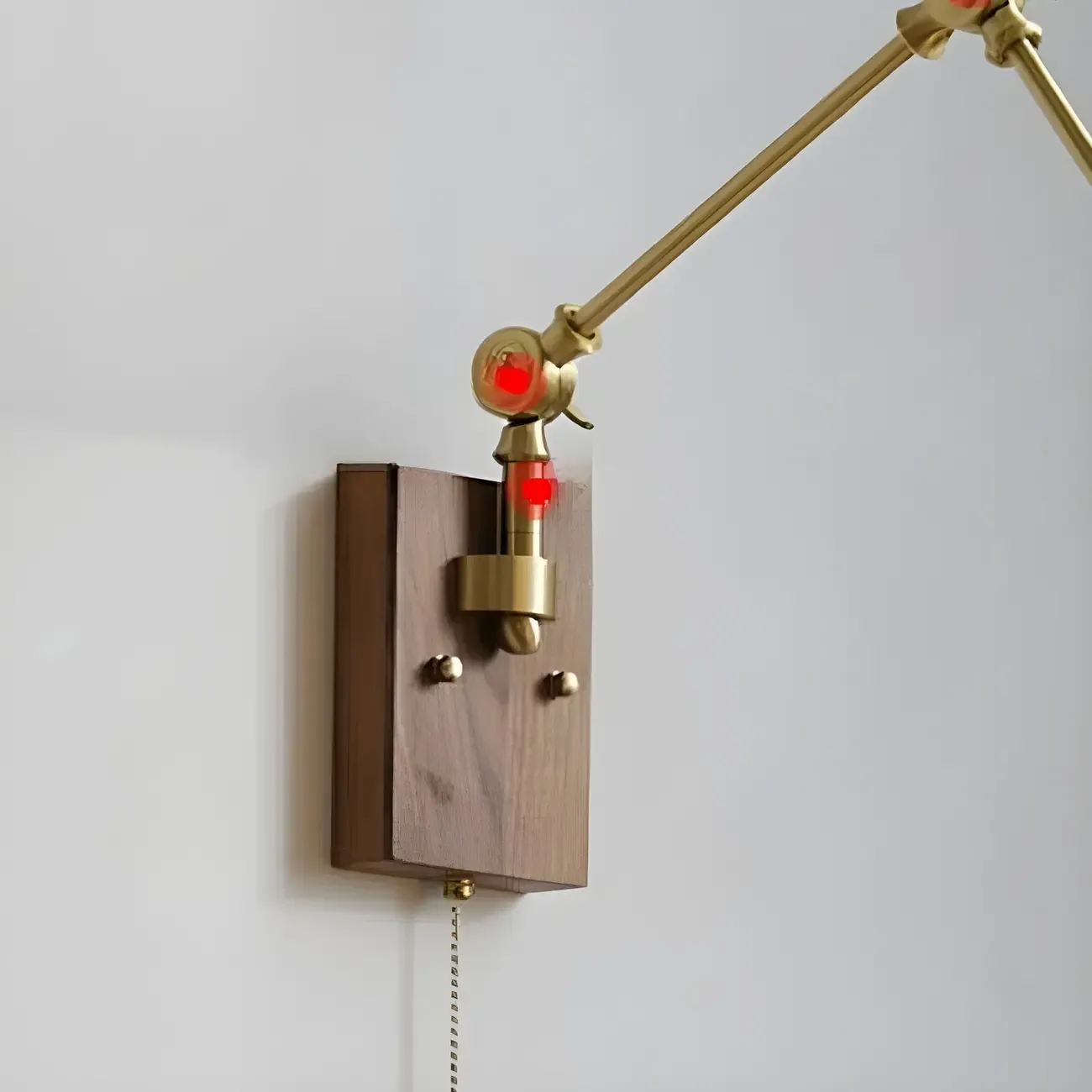 Antique Brass Swing Arm Wall Light with White Ceramics Shade Image - 11