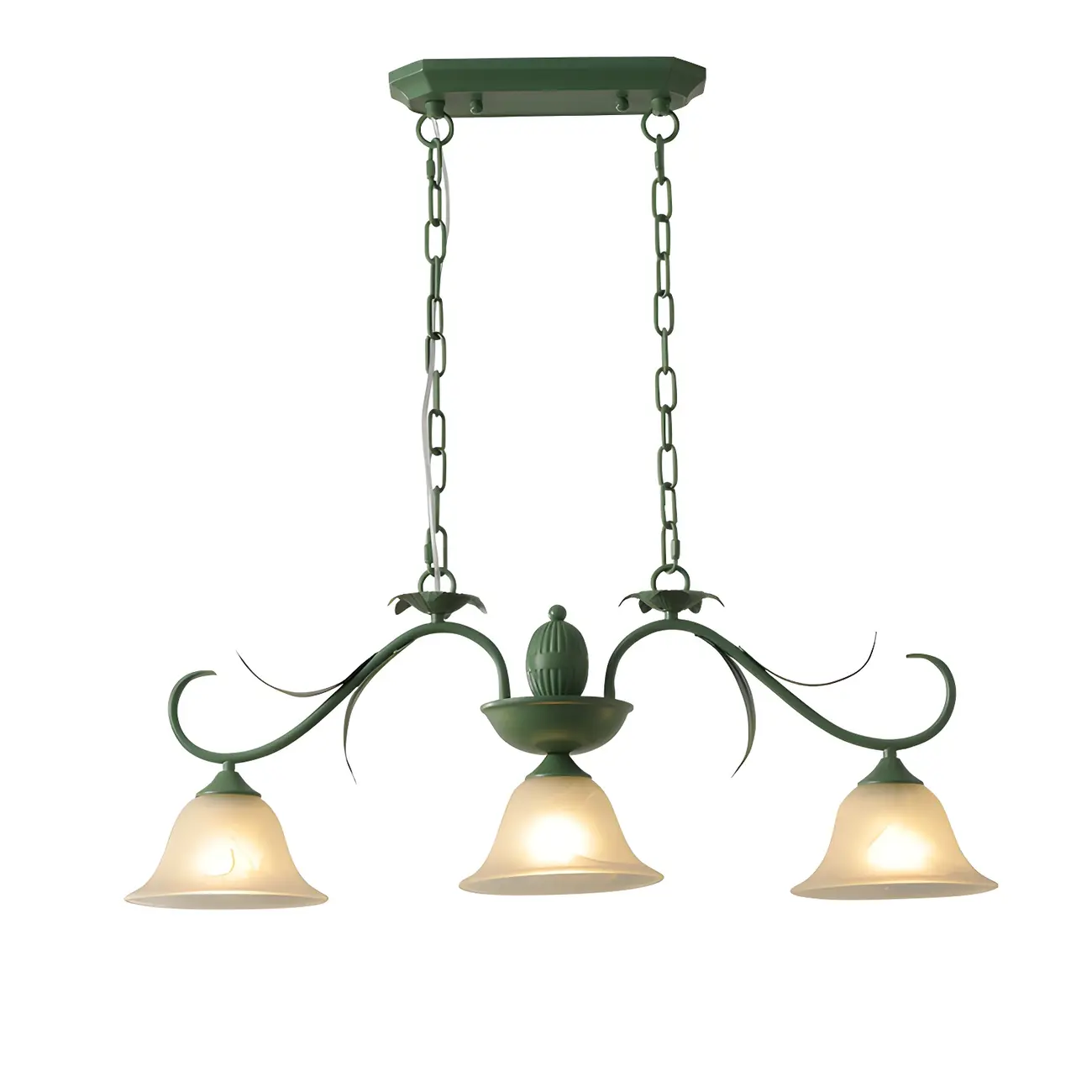 Green Glass 3-Light Floral Island Pendant Light for Kitchen Image - 5 | homeyfad