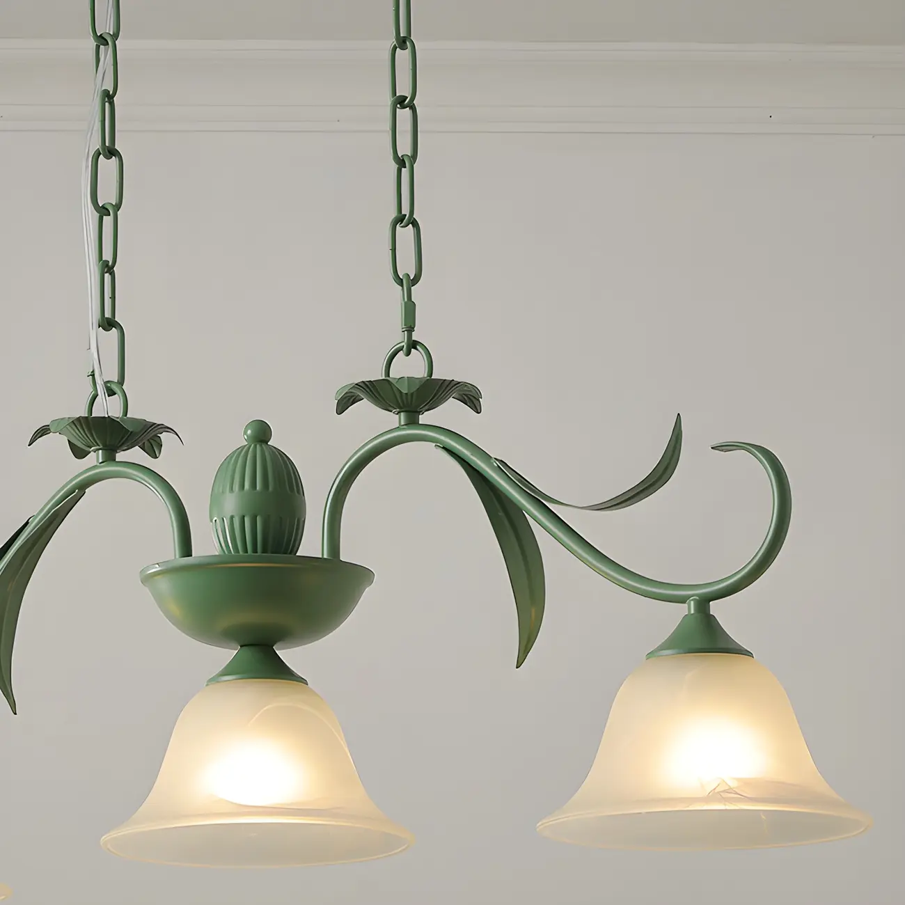 Green Glass 3-Light Floral Island Pendant Light for Kitchen Image - 10 | homeyfad
