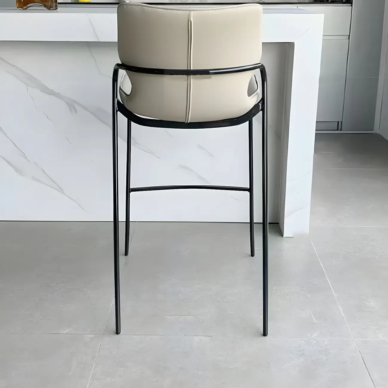 White Modern	Leather Saddle Seat Shell Back Bar Stools Image - 2 | homeyfad