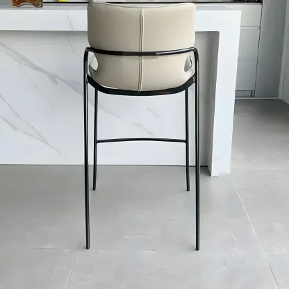 White Modern	Leather Saddle Seat Shell Back Bar Stools Image - 2