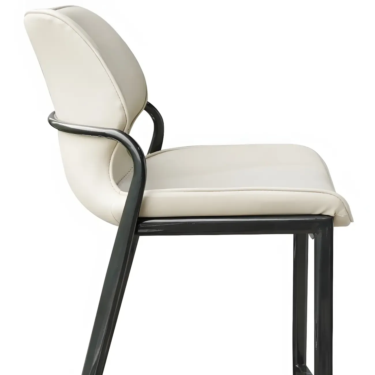 White Modern	Leather Saddle Seat Shell Back Bar Stools Image - 6