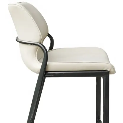 White Modern	Leather Saddle Seat Shell Back Bar Stools Image - 6