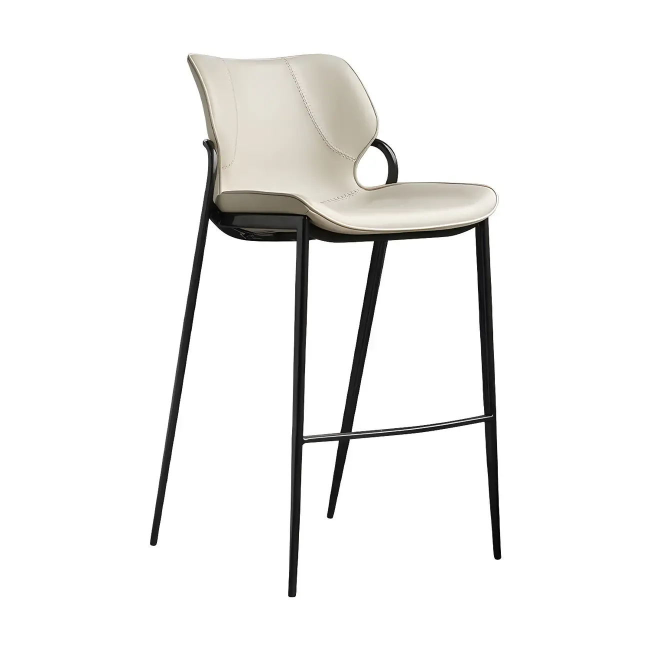 White Modern	Leather Saddle Seat Shell Back Bar Stools Image - 7