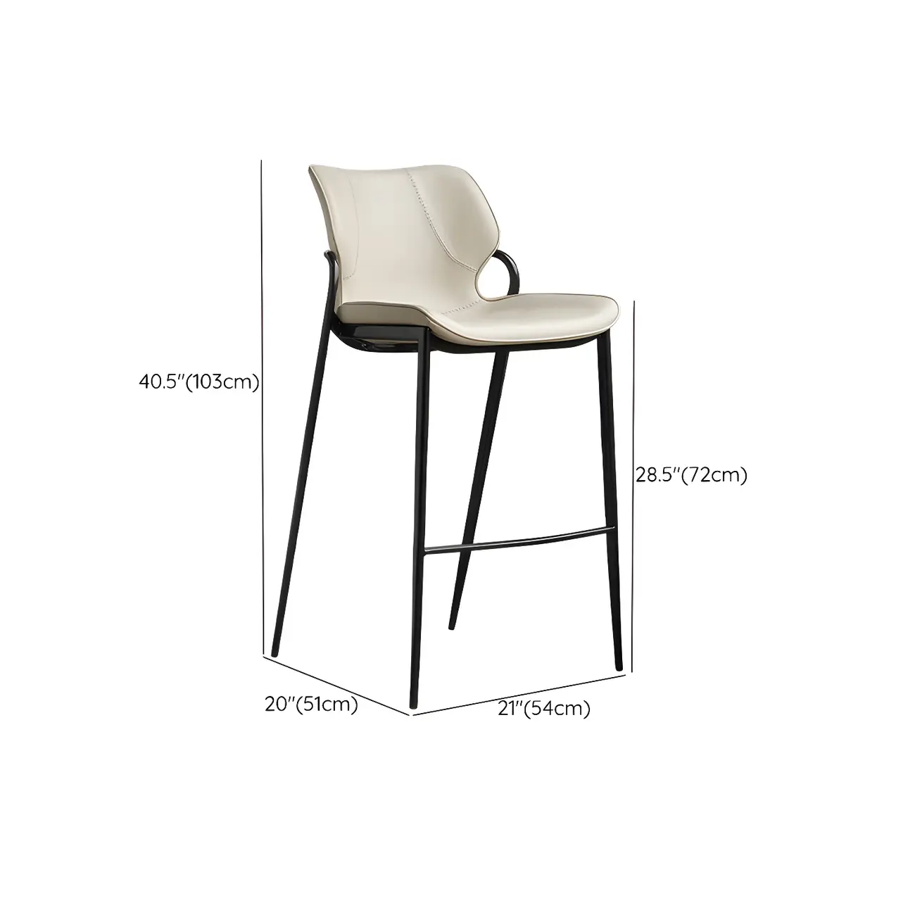 White Modern	Leather Saddle Seat Shell Back Bar Stools #size | homeyfad