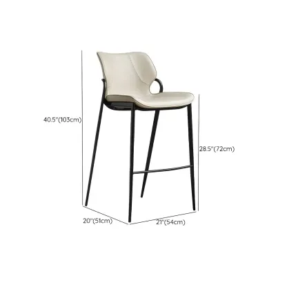 White Modern	Leather Saddle Seat Shell Back Bar Stools #size