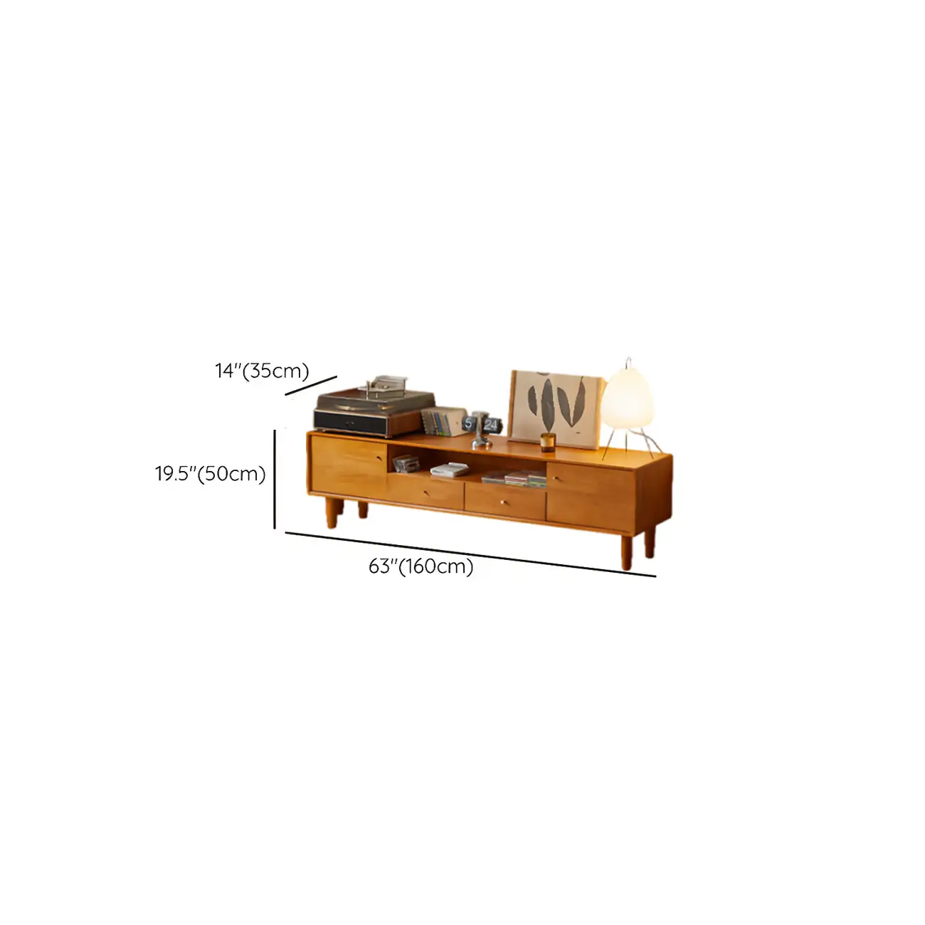 Modern Solid Wood TV Stand with Drawers Image - 10 | homeyfad