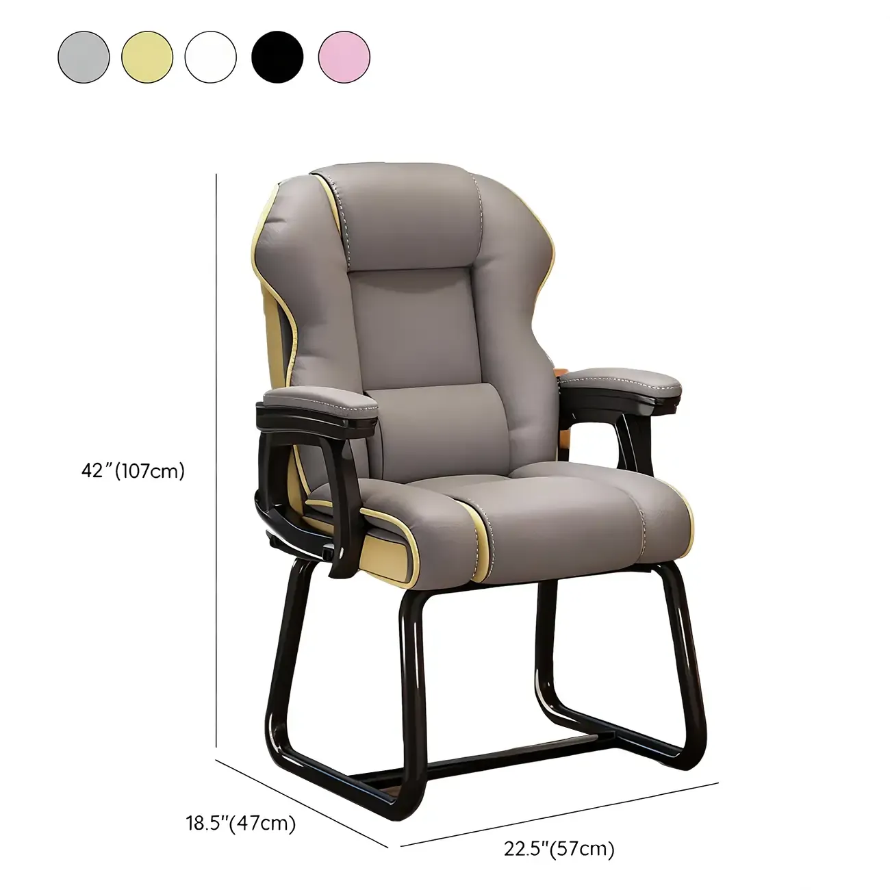 Yellow High-Back Leather Ergonomic Executive Chair  #size